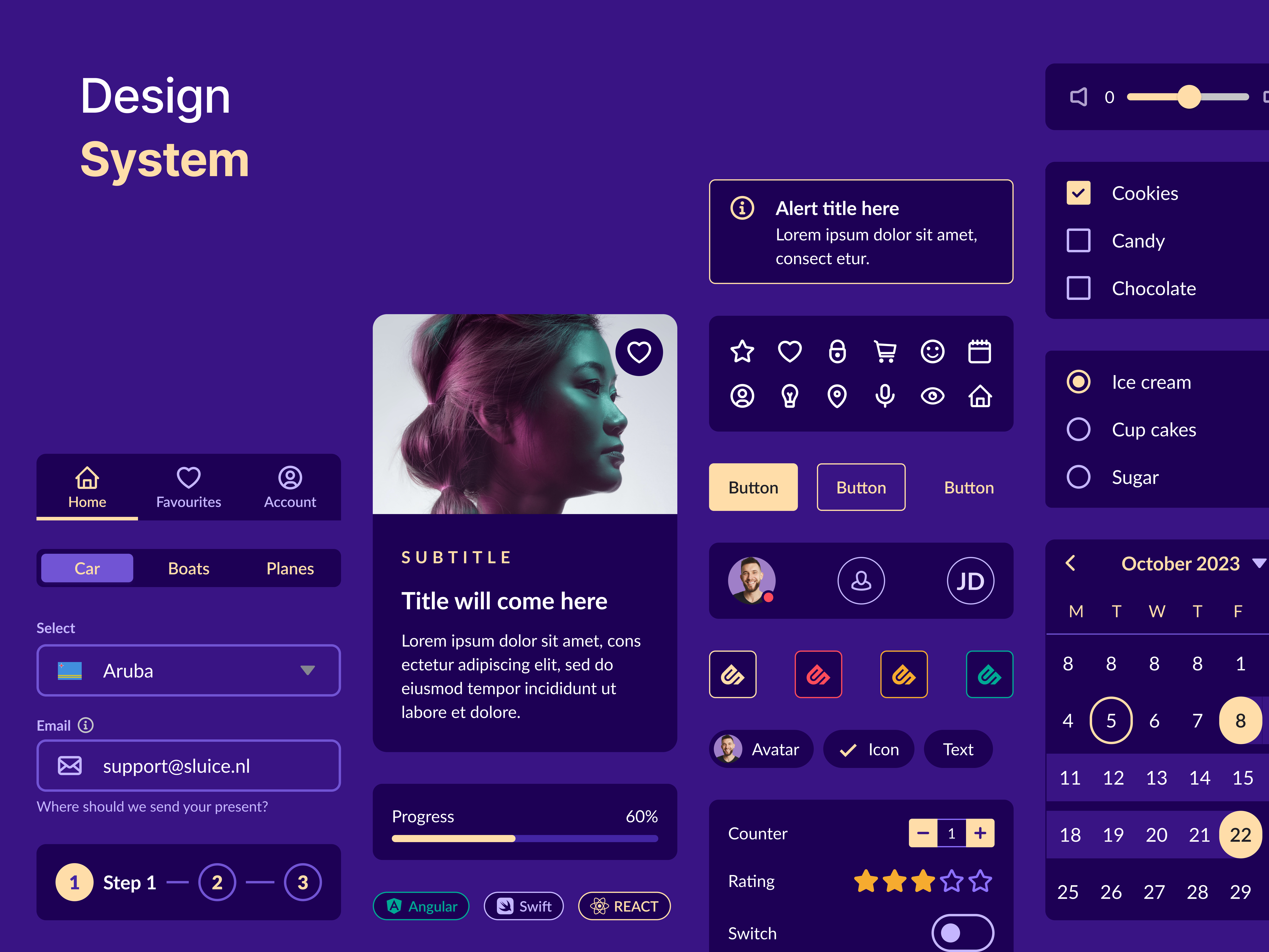 Component list image — Customisable components
