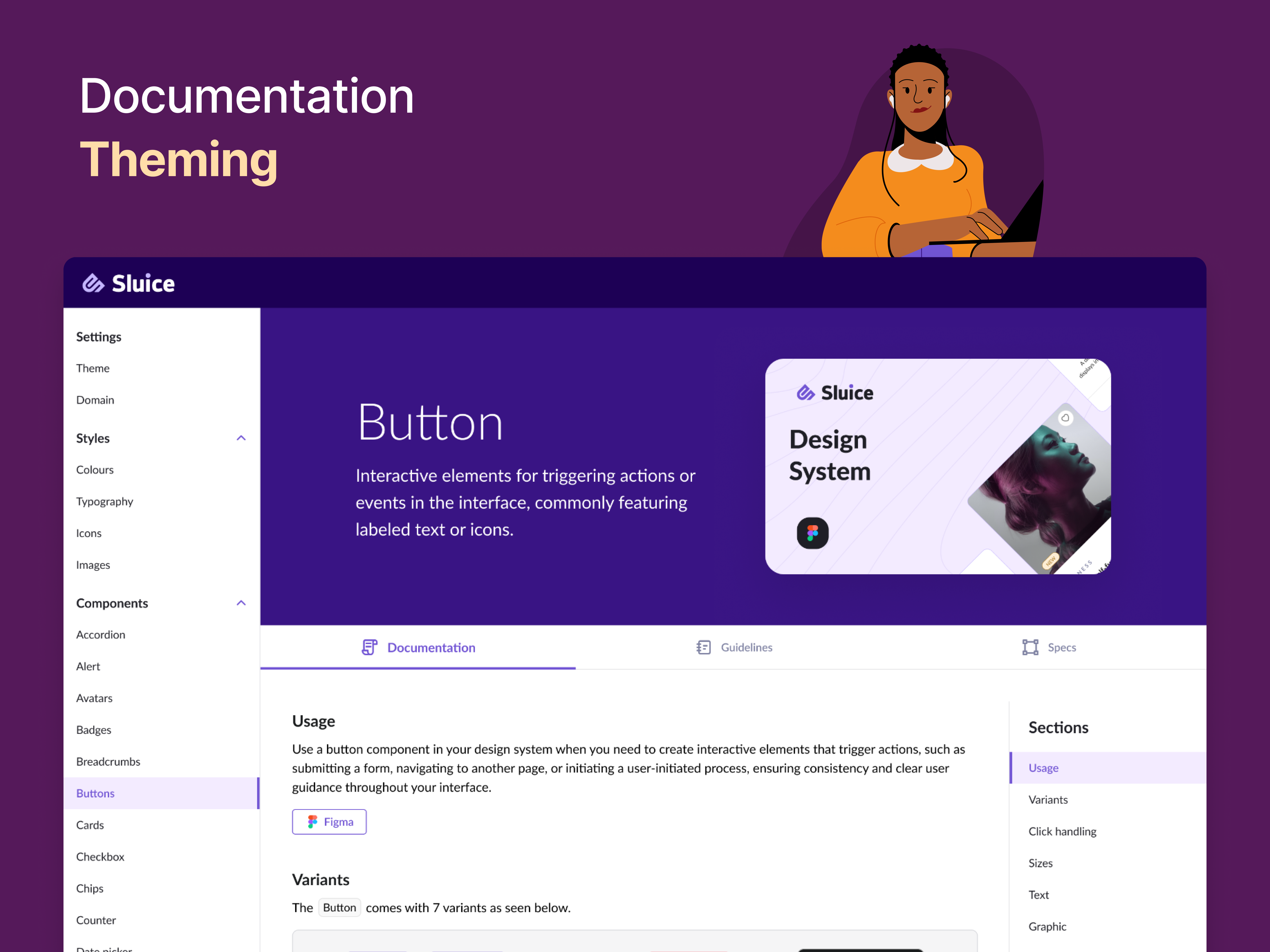 Documentation screen image — Customisable documentation